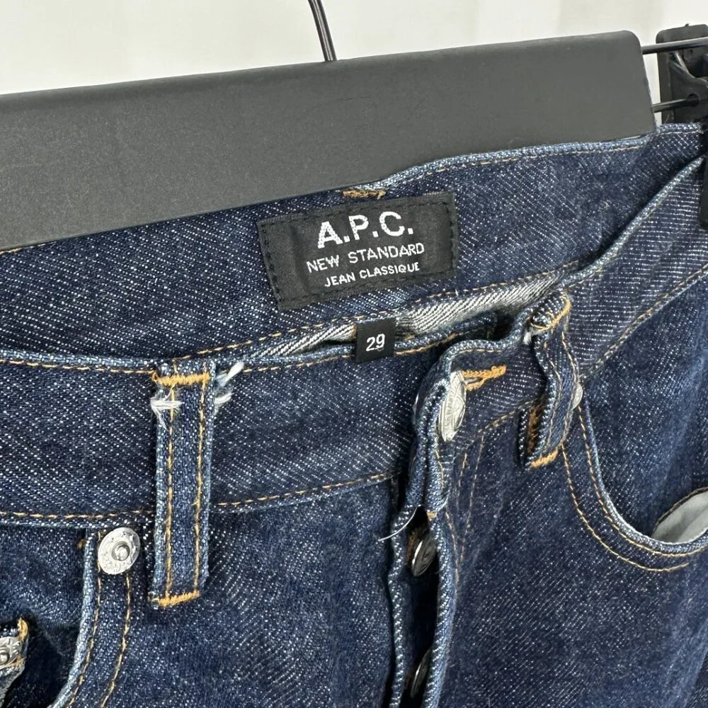 A.P.C. Petit New Standard Straight Leg Cotton Mid Rise Dark Indigo Wash Jeans 29
